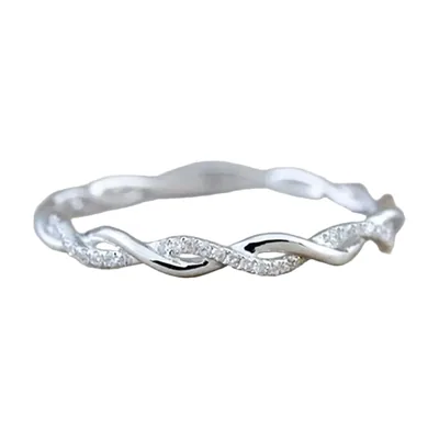 Herren Ring mit Kordel-Design und Zirkonia, Edelstahl