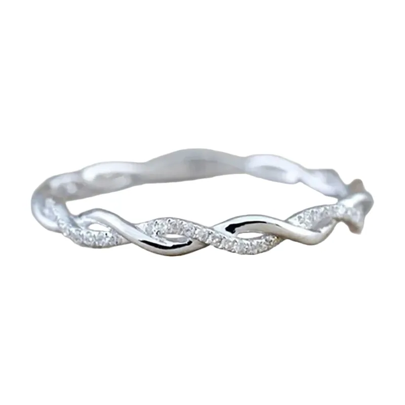 Anillo de Cuerda con Circonita, Acero Inoxidable