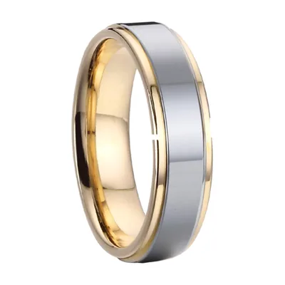 Anillo de Banda Bicolor Pulido, Acero Inoxidable