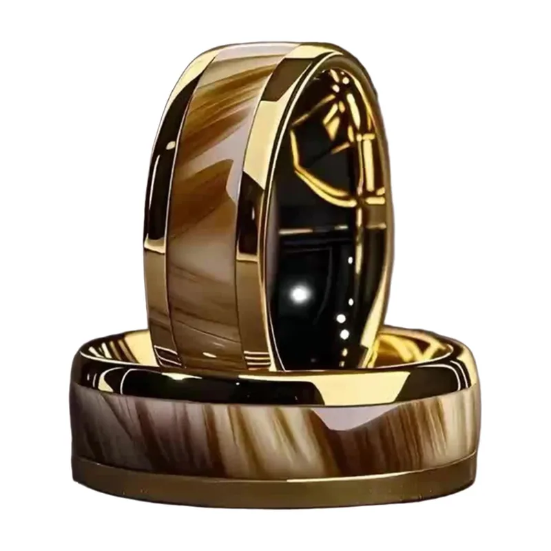 Herrenring mit brauner Türkis-Inlay, Edelstahl