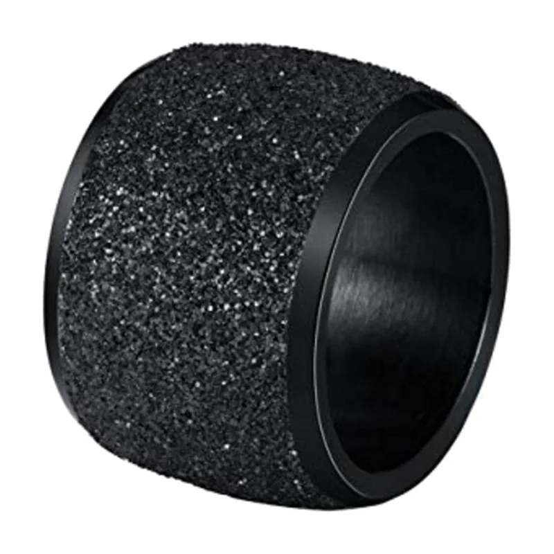 Breiter Herrenring mit strukturiertem Finish, Edelstahl