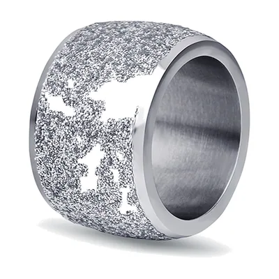 Anillo de Banda Ancha Texturizado, Acero Inoxidable 316L