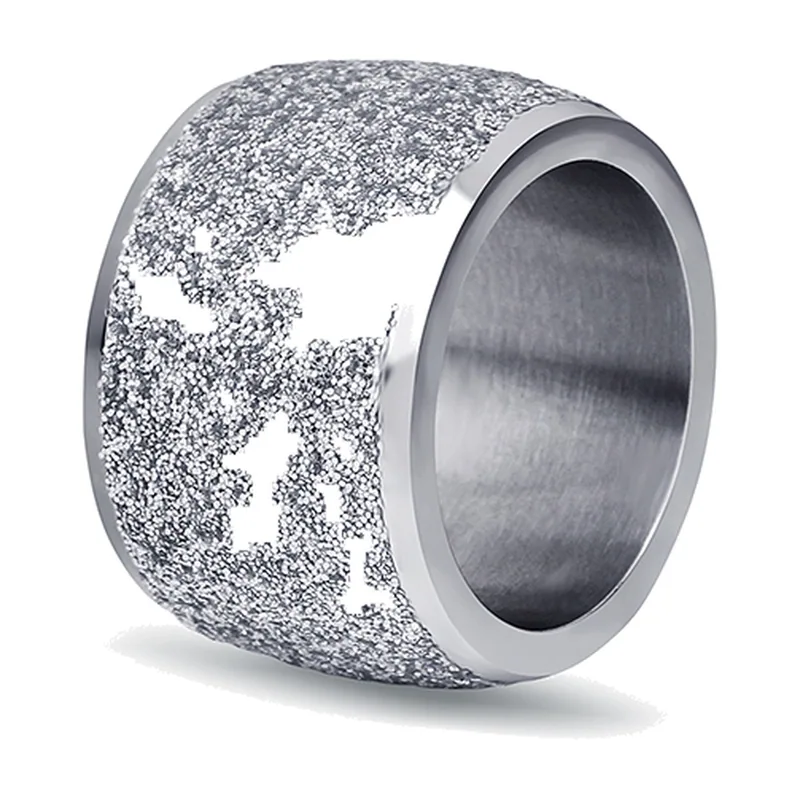 Breiter Herrenring mit Struktur-Finish, Edelstahl 316L