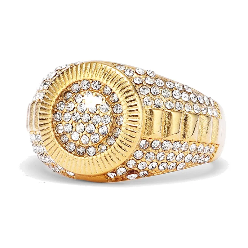 Chevalière Ronde avec Zirconia Clair, Acier Inoxydable