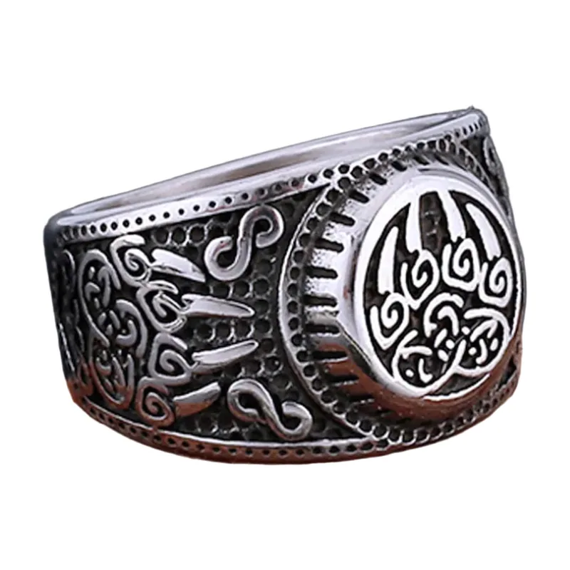 Bärenpfoten-Ring mit keltischen Knoten, Edelstahl