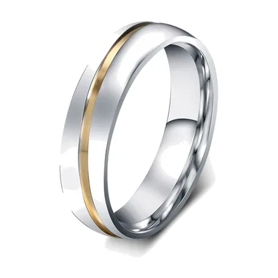 Bague en acier inoxydable avec bande dorée