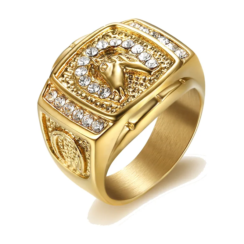 Cheval Chevalière avec Zirconia, Acier Inoxydable