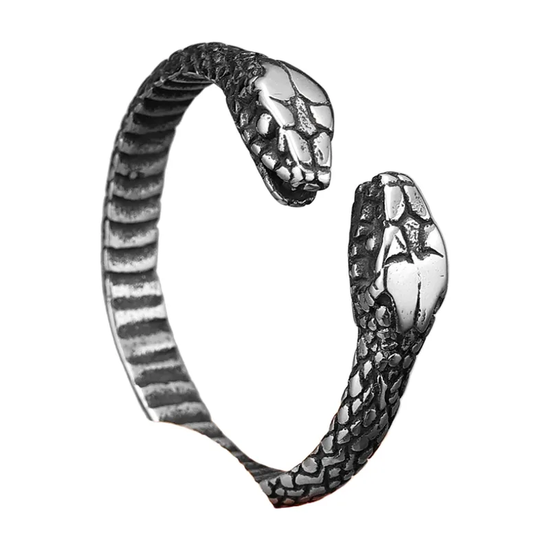 Ouroboros Snake Ring, Antique Stainless Steel