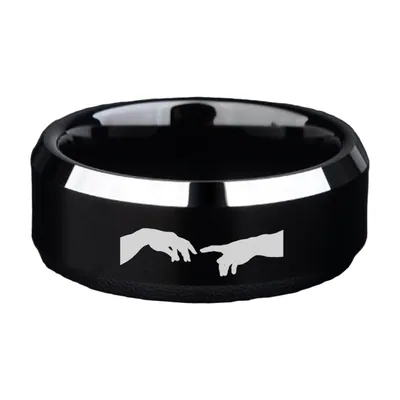 Bague à motif de mains, Acier inoxydable 316L noir