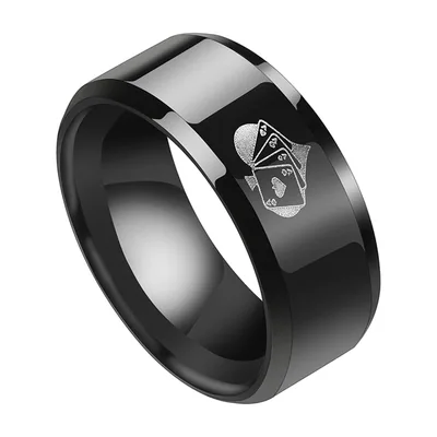 Bague Motif Cartes à Jouer, Acier Inoxydable Noir Poli