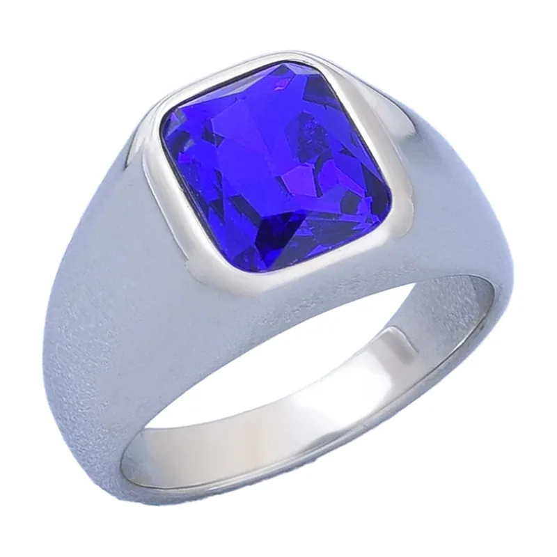 Herren Siegelring mit blauem Stein, Edelstahl