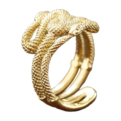 Anillo de Serpiente Dorado en Acero Inoxidable 316L
