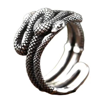 Anillo de Serpente con Escamas Detalladas, Acero Inoxidable
