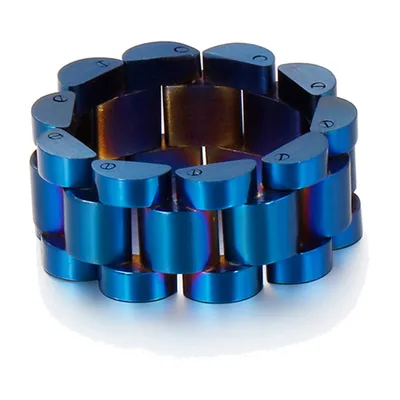 Bague à Maillons Bleue, Acier Inoxydable 316L