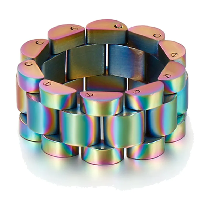 Bague à Maillons Entrelacés Multicolore, Acier Inoxydable