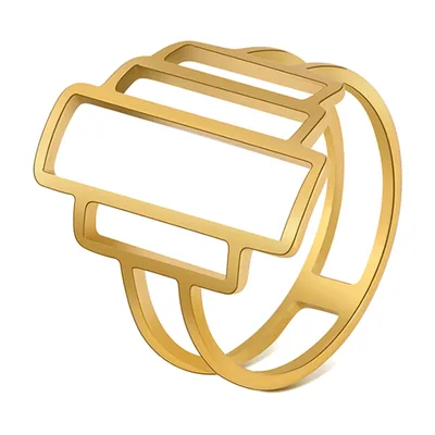 Bague Chevalière Géométrique, Acier Inoxydable