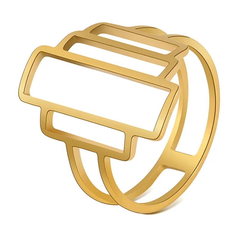 Anillo Sello Geométrico, Acero Inoxidable