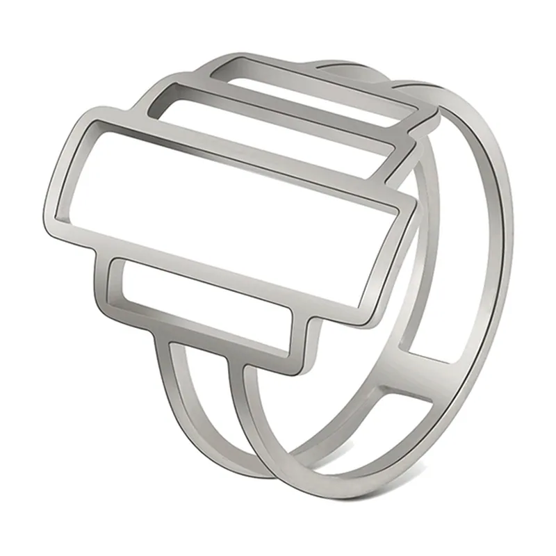 Bague Chevalière Géométrique, Acier Inoxydable