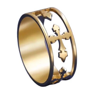 Bague Croix Ajourée, Acier Inoxydable 316L