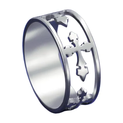 Bague Croix Ajourée pour Homme, Acier Inoxydable 316L