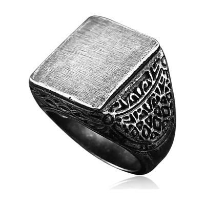 Anillo Sello con Escudo de Águila, Acero Inoxidable