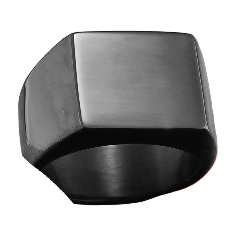 Square Signet Ring, 316L Stainless Steel