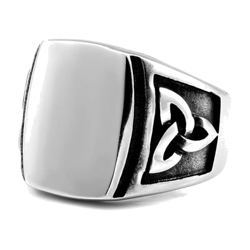 Anello Sigillo con Nodo Triquetra, Acciaio Inossidabile 316L