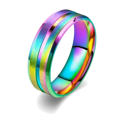 Regenbogen-Gradient Ring für Herren, Edelstahl 316L