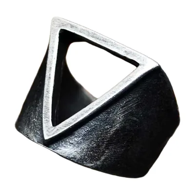 Viking Triangle Cut Out Ring, Antique Stainless Steel