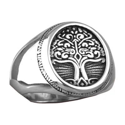 Yggdrasil Lebensbaum Siegelring für Herren, Edelstahl