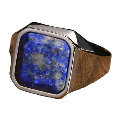 Herren Siegelring mit blauem Stein, Edelstahl
