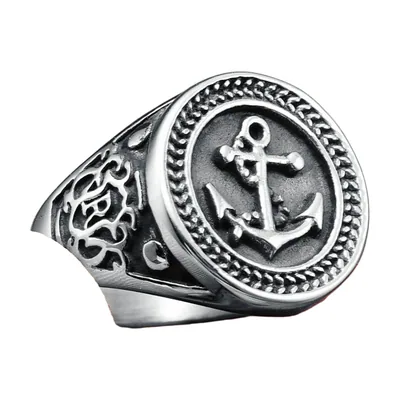 Anillo Sello de Ancla en Acero Inoxidable