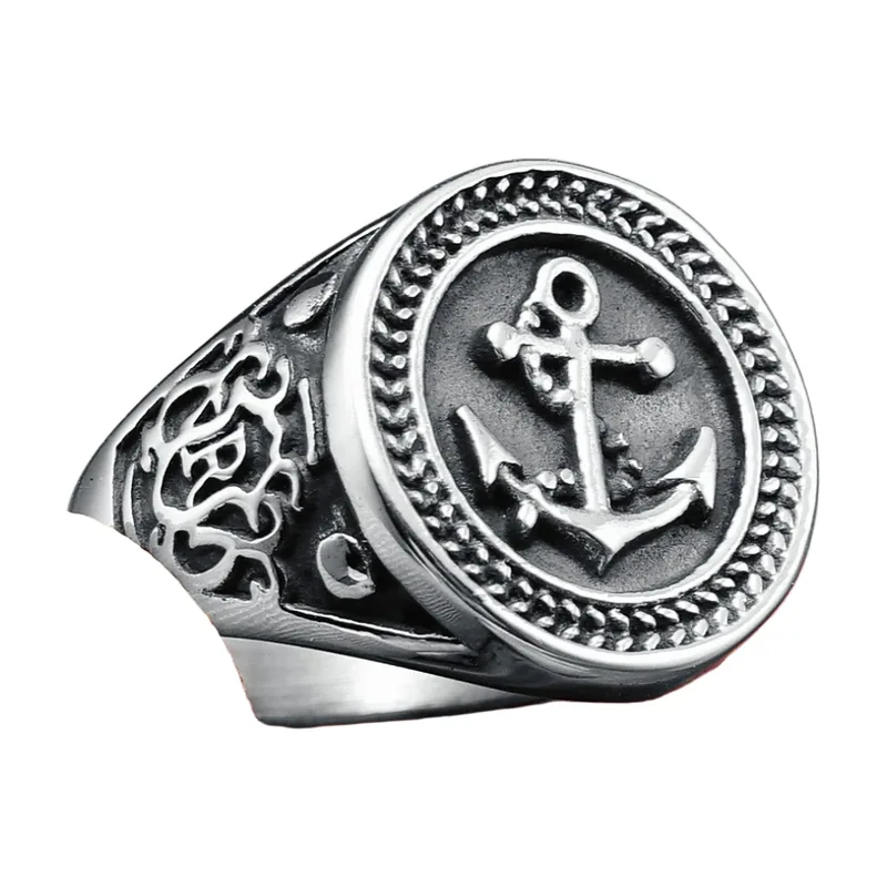 Anillo Sello de Ancla en Acero Inoxidable