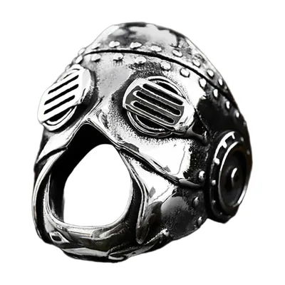 Schädelmasken-Ring mit mechanischen Details, 316L Edelstahl