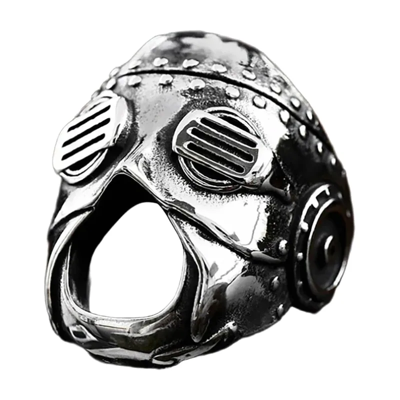 Schädelmasken-Ring mit mechanischen Details, 316L Edelstahl