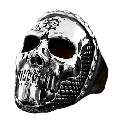 Schädelmasken Statement-Ring für Herren, 316L Edelstahl