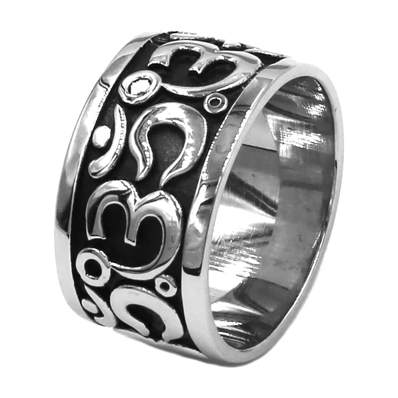 Anillo con Símbolo Om, Acero Inoxidable 316L