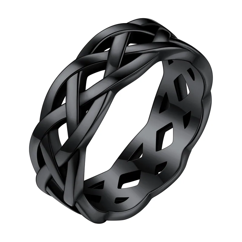 Anillo de Nudo Celta para Hombre, 7mm Acero Inoxidable