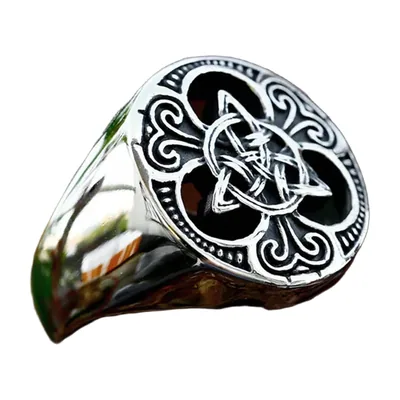 Anillo Sello Vikingo Vegvisir y Triquetra, Acero Inoxidable