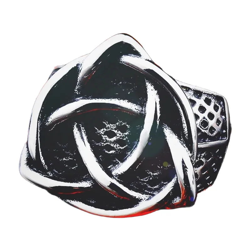 Wikinger Vegvisir Ring mit Drachenknoten, Edelstahl