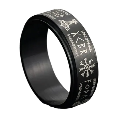 Anillo Nórdico Vegvisir con Runas, Acero Inoxidable