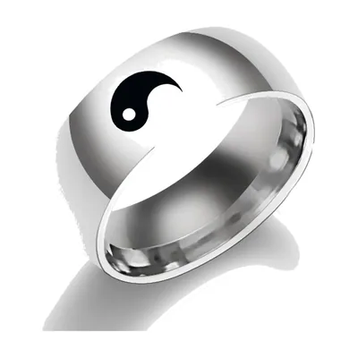 Yin Yang Symbol Ring für Herren, polierter Edelstahl
