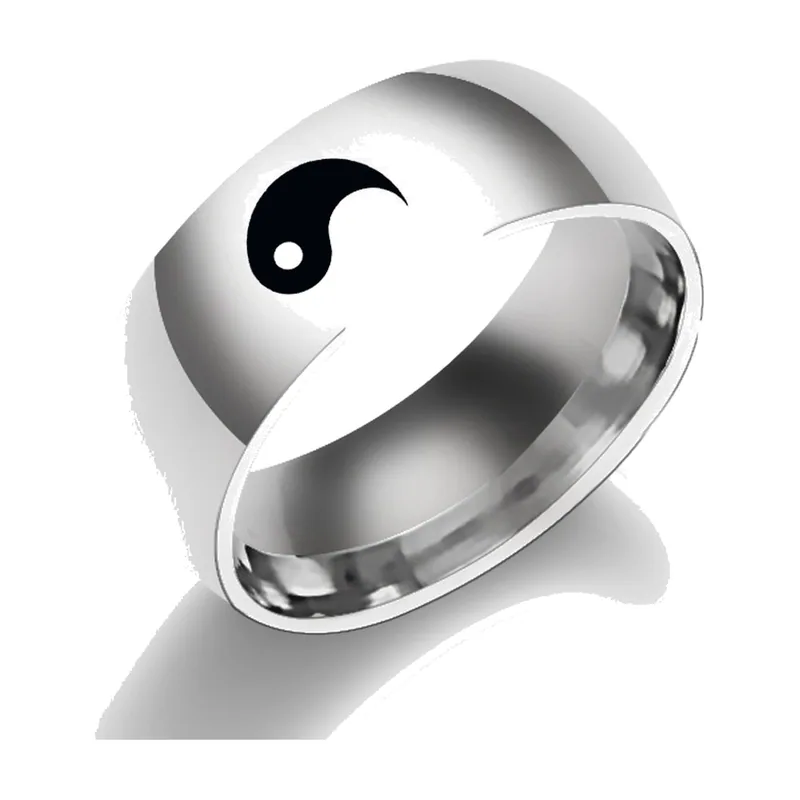 Bague Symbole Yin Yang, Acier Inoxydable Poli