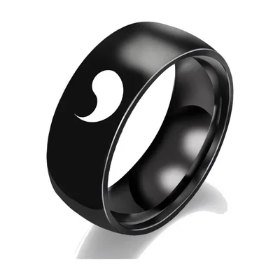 Yin Yang Symbol Ring für Herren, Schwarzem Edelstahl
