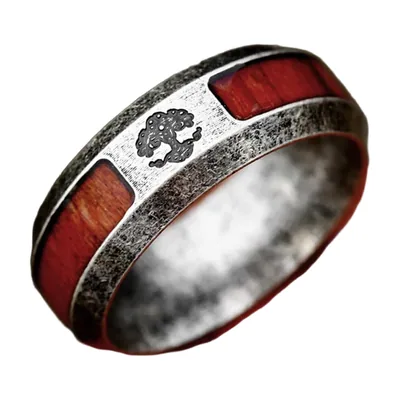 Anillo Yggdrasil Árbol de la Vida con Incrustaciones Marrones, Acero Inoxidable
