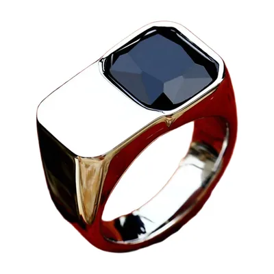 Herren Siegelring mit schwarzem Onyx aus Edelstahl