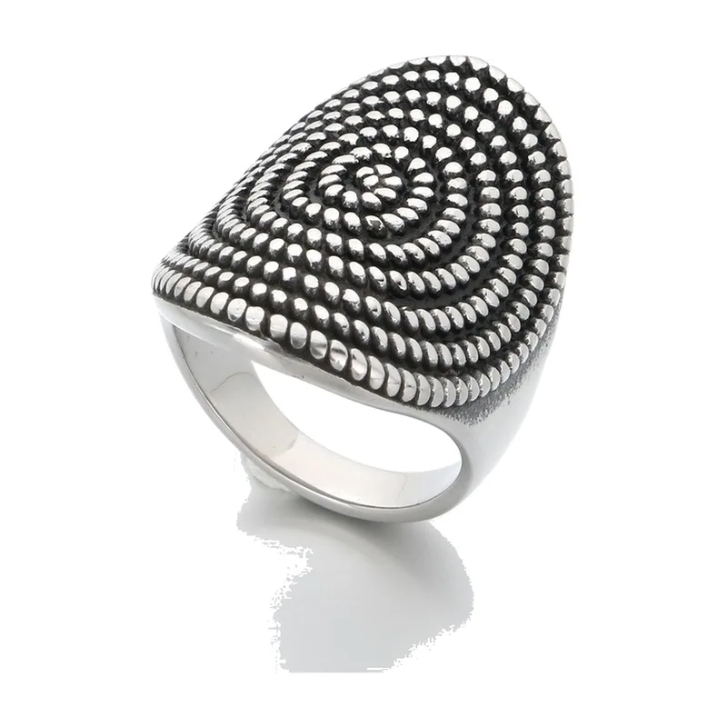 Spiral-Statementring für Herren, Edelstahl