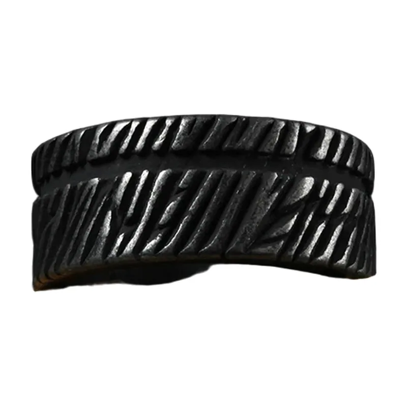 Geometric Textured Band Ring, Stainless Steel