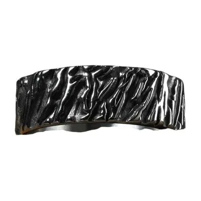 Anillo de Banda Geométrico Texturizado, Acero Inoxidable 316L