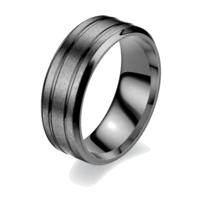 Anillo de Doble Ranura, Acero Inoxidable Mate